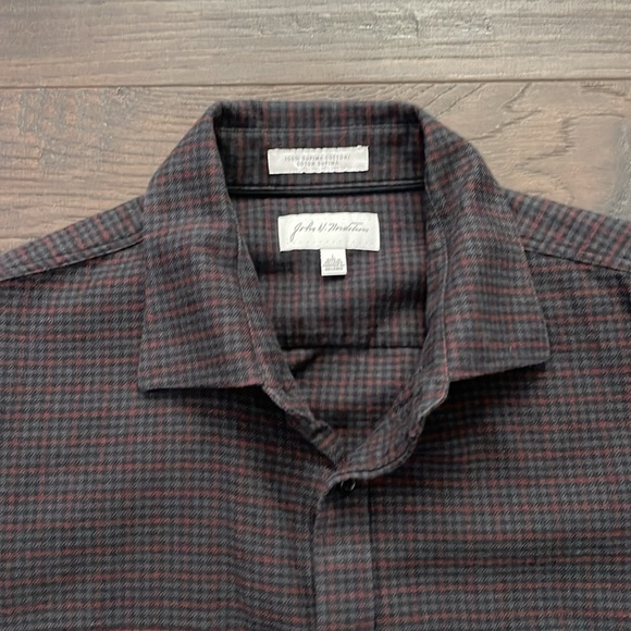 John W. Nordstrom Men’s Large Button Down Maroon/Black/Gray Elbow Patches - Picture 2 of 6
